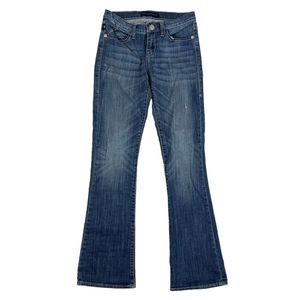 Rock & Republic Bootcut Blue Denim Jeans Sz 6 Rhinestone Pocket Medium Wash